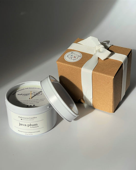 Lumanare Java Plum & Rhubarb  (Prune Negre & Rubarbă) in cutie kraft